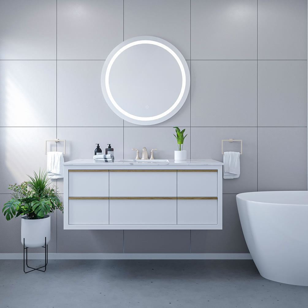 Padova Round Framlesss 32" Diameter Anti-Fog Variable LED Bathroom Vanity Mirror - Altair Design - Perfect Makeup Mirrors