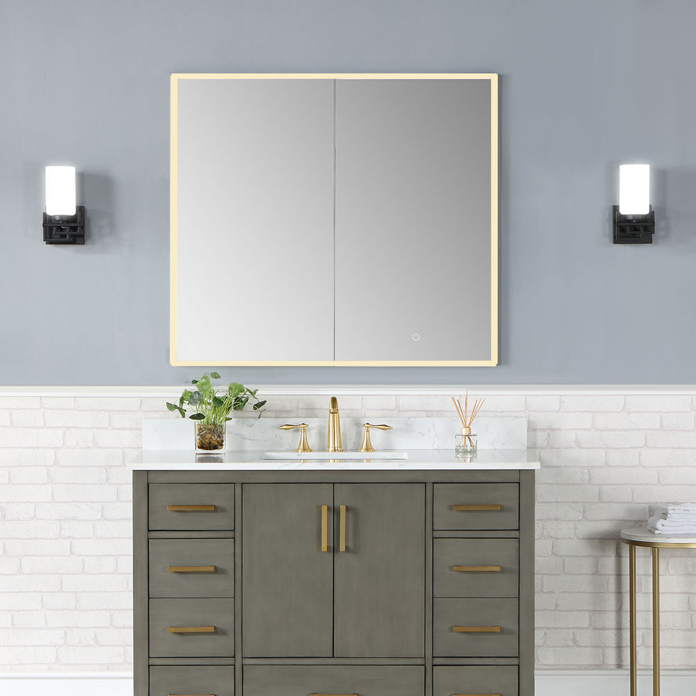 Carsoli 36" 2-Door Mirrored Bright LED Medicine Cabinet, Recess or Surface Mount - Altair Design - Perfect Makeup Mirrors
