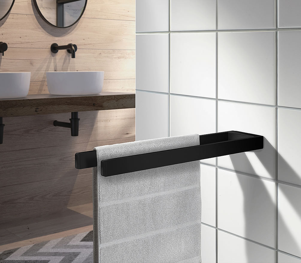 Outline Collection Double 15" Towel Rail, Polished Polished Chrome or Matte Black - SMEDBO - Perfect Makeup Mirrors