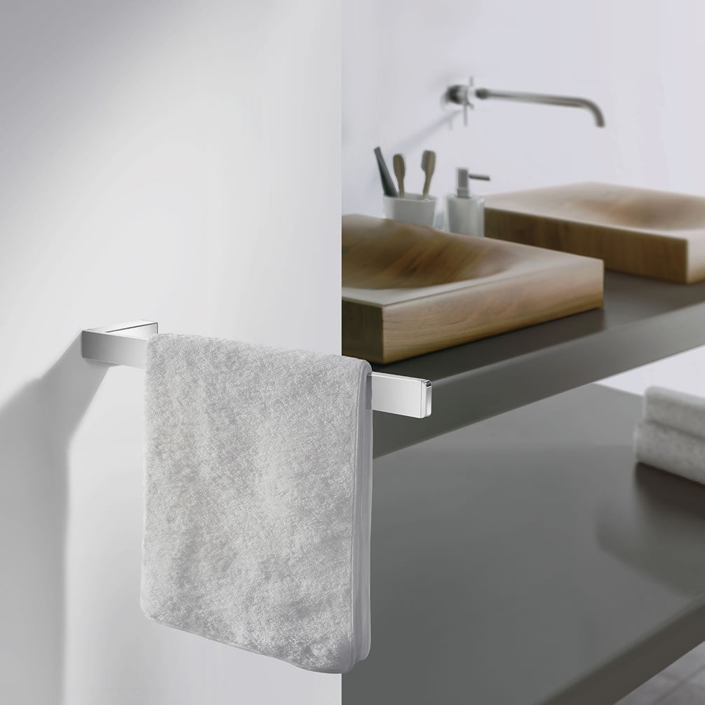 Outline Collection 15" Towel Rail, Polished Polished Chrome or Matte Black - SMEDBO - Perfect Makeup Mirrors