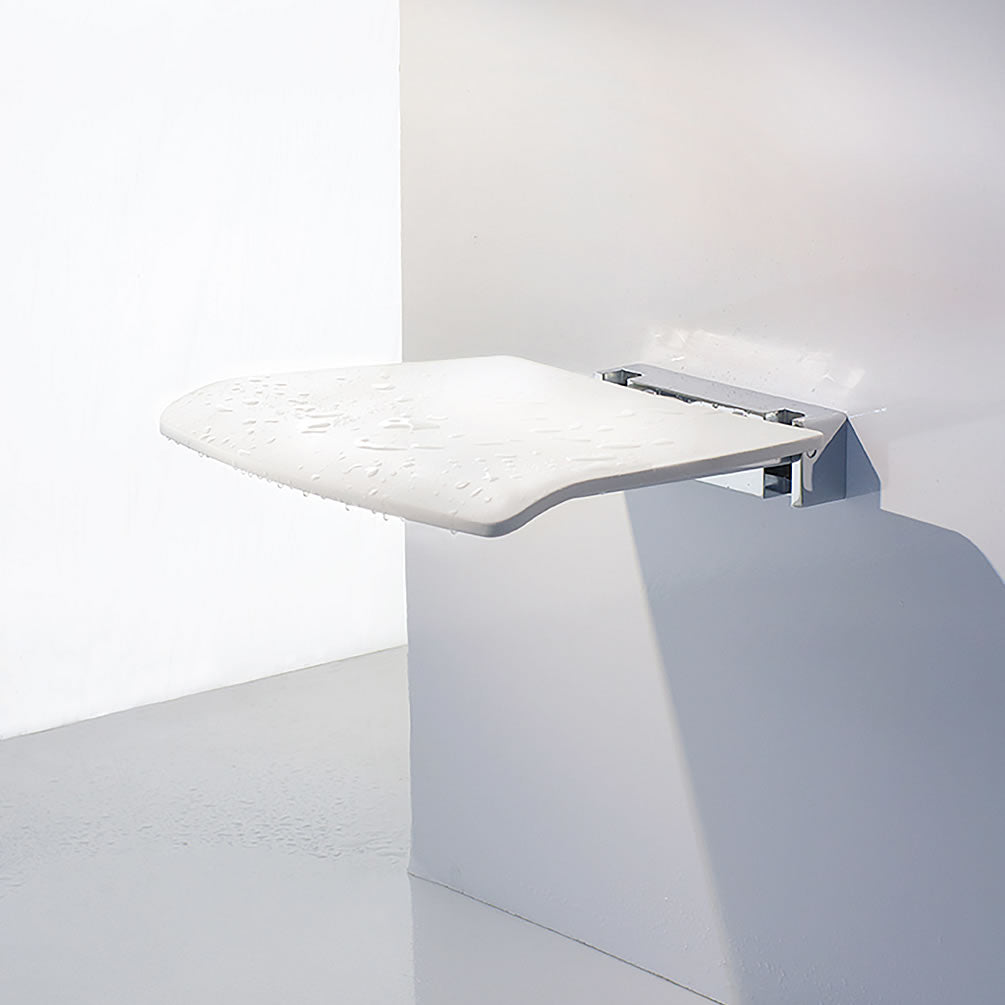 Wall-Mount Folding Shower Seat -Slate Grey or White - SMEDBO - Perfect Makeup Mirrors