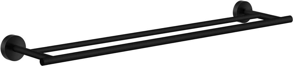 Home 25" Solid Brass Double Towel Rail, Black/Brass - SMEDBO - Perfect Makeup Mirrors