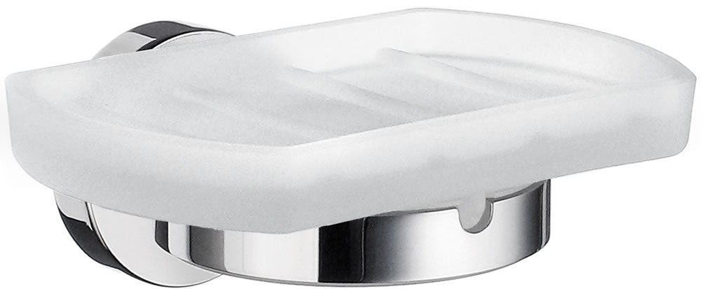 Wall-Mount Polished Chrome with Frosted Glass Removable Soap Dish. The Smedbo Home Collection.