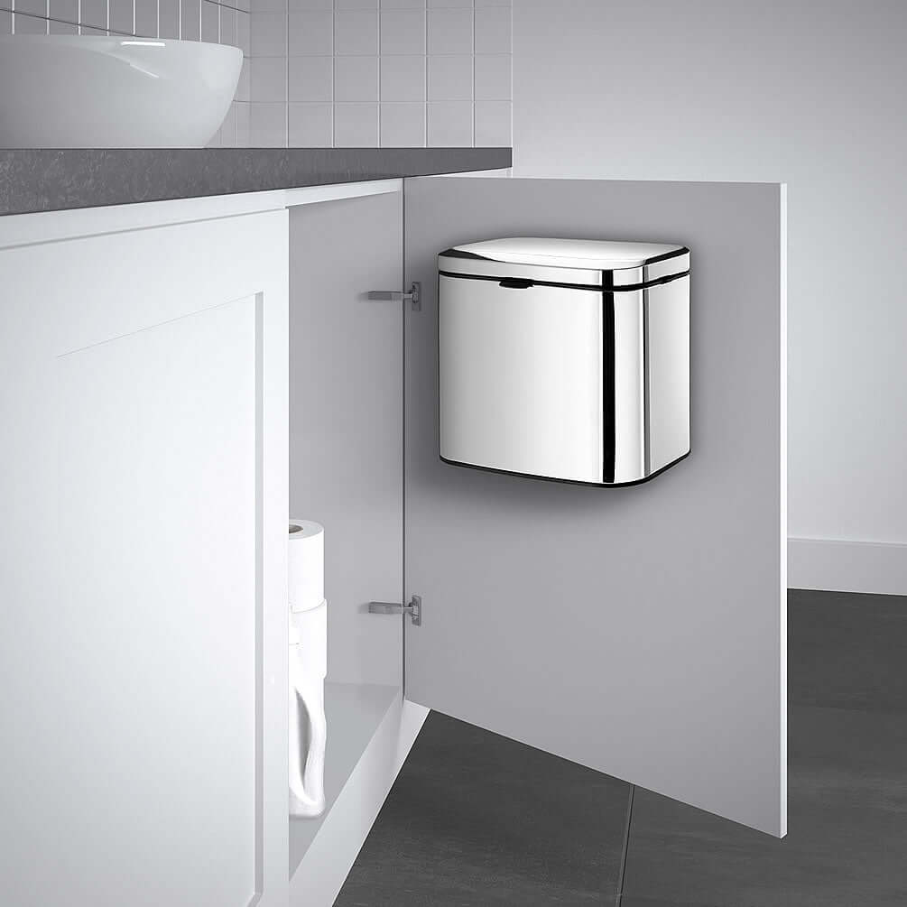 Self-adhesive and screw-in brackets are included. Polished Stainless Steel shown.