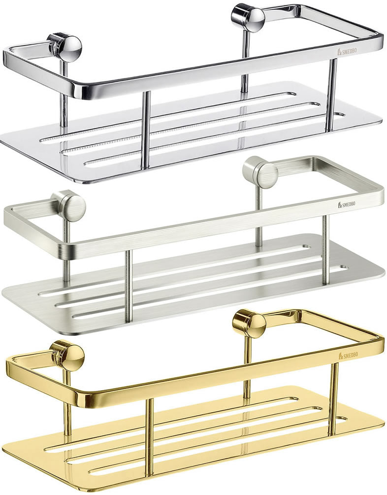 Solid Brass Shower Basket, Polished Chrome-Brushed Nickel-Polished Brass - SMEDBO - Perfect Makeup Mirrors
