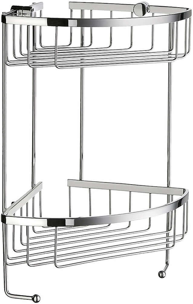 Solid Brass Polished Chrome Smedo Double Corner Shower Basket