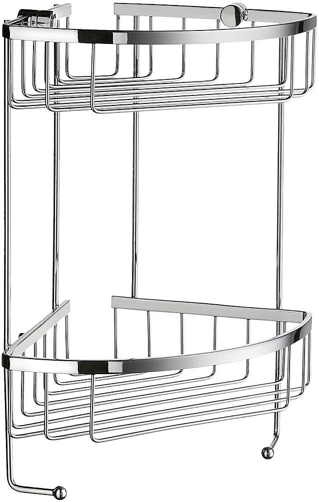 Sideline Collection Solid Brass Double Corner Shower Basket, Brushed or Polished Chrome - SMEDBO - Perfect Makeup Mirrors