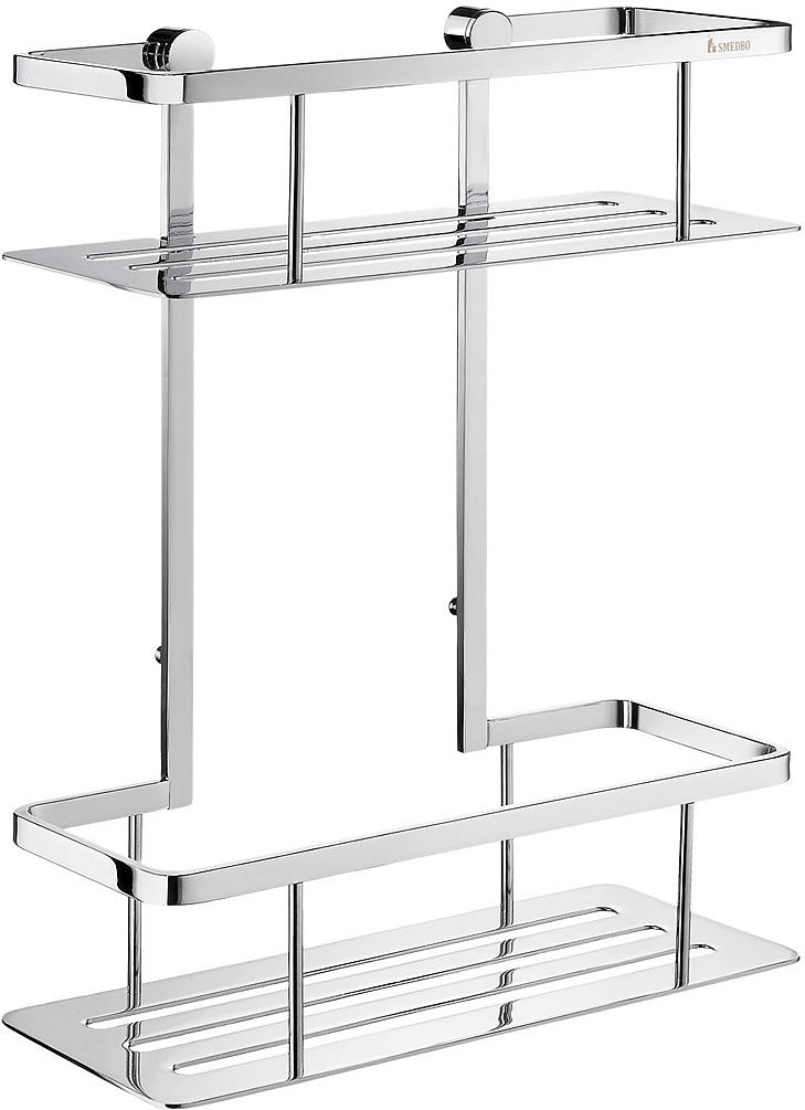 Sideline Collection Polished Chrome Permanent Double Shower Caddy - SMEDBO - Perfect Makeup Mirrors
