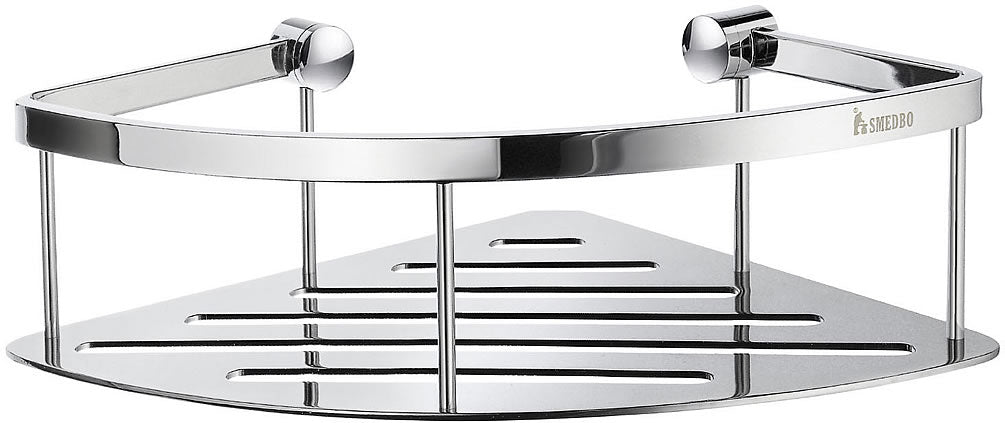 Sideline Collection Polished Chrome Permanent Corner Shower Basket - SMEDBO - Perfect Makeup Mirrors