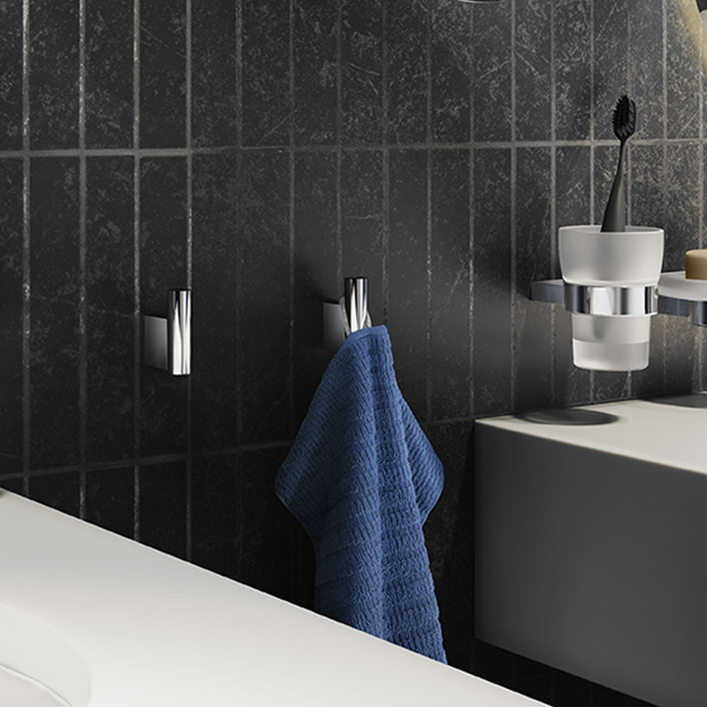 AIR Collection Solid Brass Towel Hook, Polished Chrome - SMEDBO - Perfect Makeup Mirrors