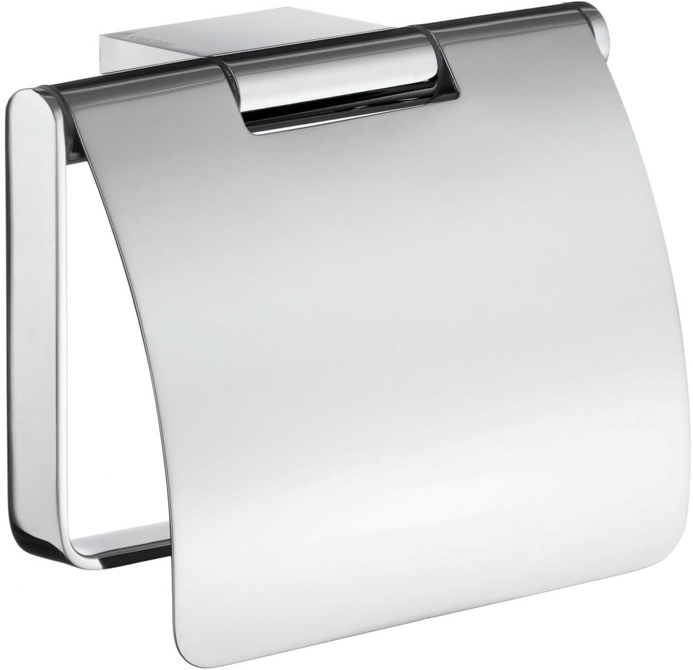 AIR Collection Solid Brass Toilet Roll Holder with Cover, Polished Chrome - SMEDBO - Perfect Makeup Mirrors