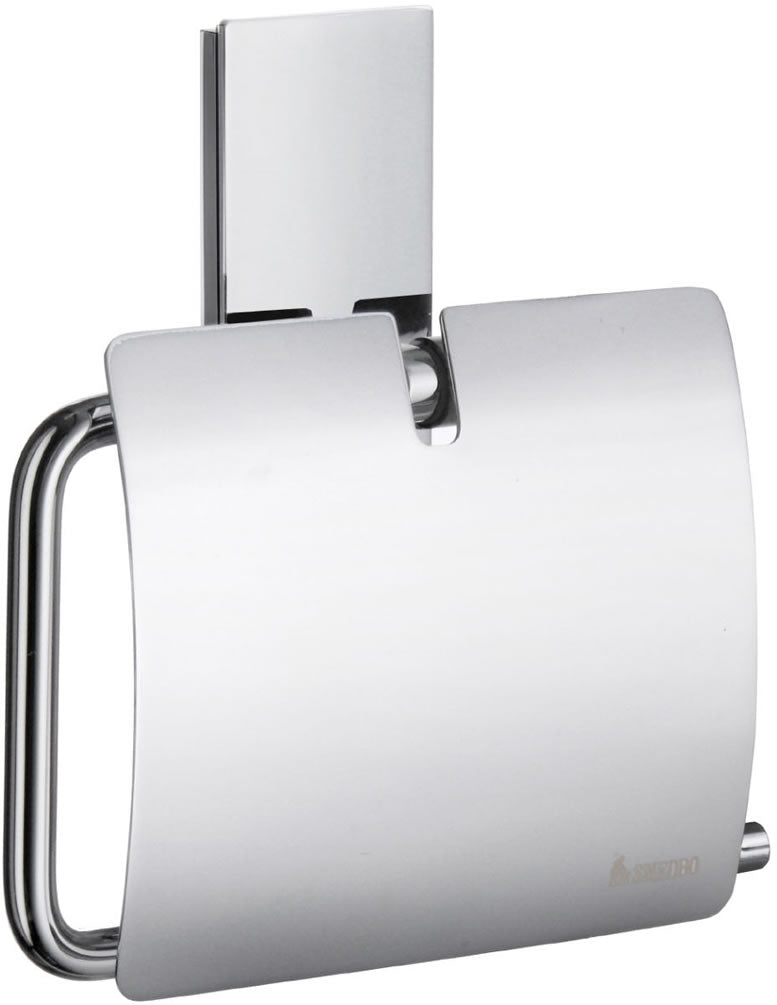 POOL Collection Solid Brass Toilet Paper Holder with Cover, Polished Chrome - SMEDBO - Perfect Makeup Mirrors