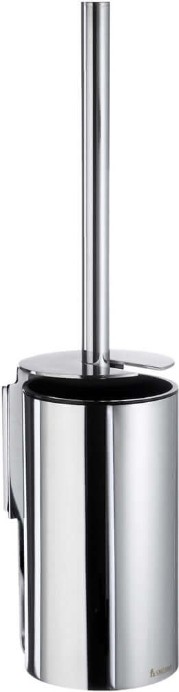Solid Brass Toilet Brush set is intended to be wall-mounted. Since it's Brass, it can't rust. Finished in Polished Chrome.