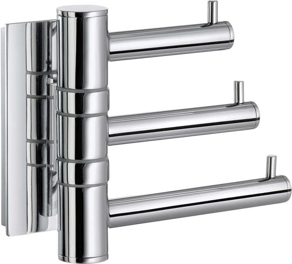 Triple Swing Hook by Smedbo in the POOL Collection. Each hook-arm swings independently. It's a great space-saver.