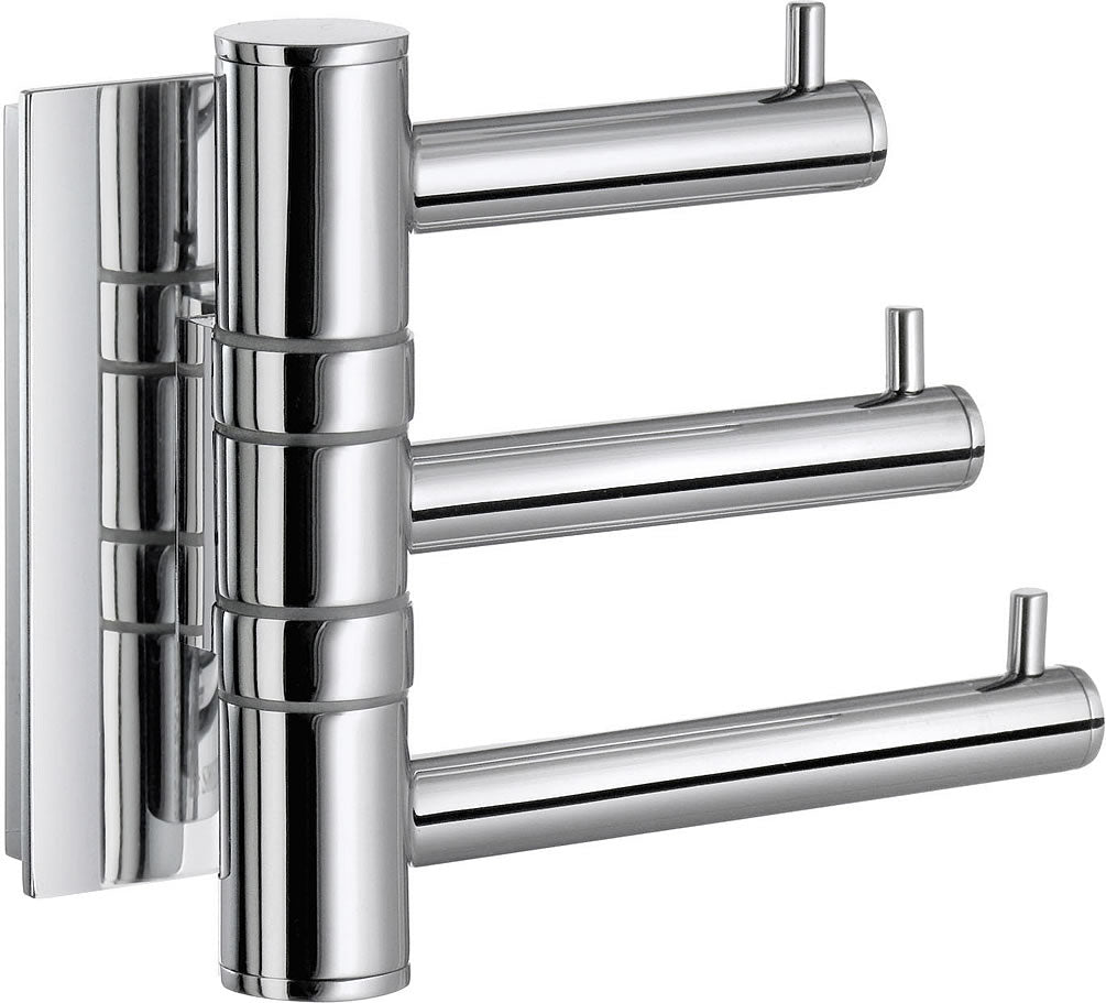POOL Collection Solid Brass Swing Arm Triple Hook - Polished Chrome - SMEDBO - Perfect Makeup Mirrors