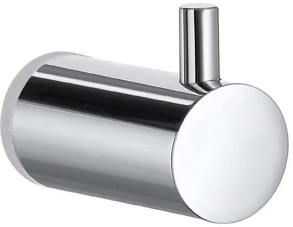 Solid Brass Towel Hook finished in Polished Chrome. Also, see the matching double and triple hooks.