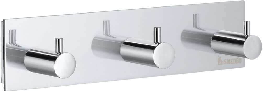 Solid Brass Triple Towel Hook finished in Polished Chrome. Also, see the matching single and double hooks.