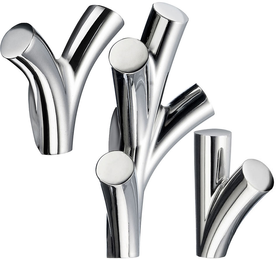 Smedbo Dry Collection hooks in single, double, or quad configurations. Suitable for damp locations or outdoor use - they're made of solid brass, heavily chrome plated.