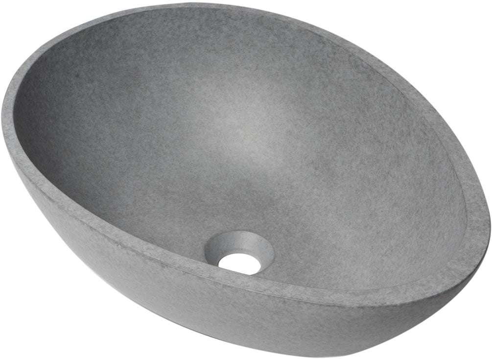 Above-Mount Tear-Drop Solid Concrete 21" Vessel Sink - ALFI brand - Perfect Makeup Mirrors