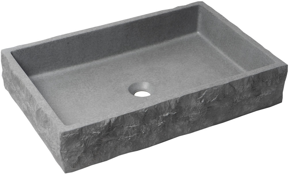 Above-Mount Chiseled 24" Solid Concrete Above-Mount Vessel Sink by Alfi brand - Perfect Makeup Mirrors