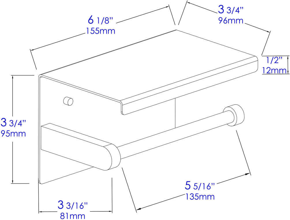 Stainless Steel Toilet Paper Holder with Shelf, Brushed Copper or Brushed Gold by Alfi brand