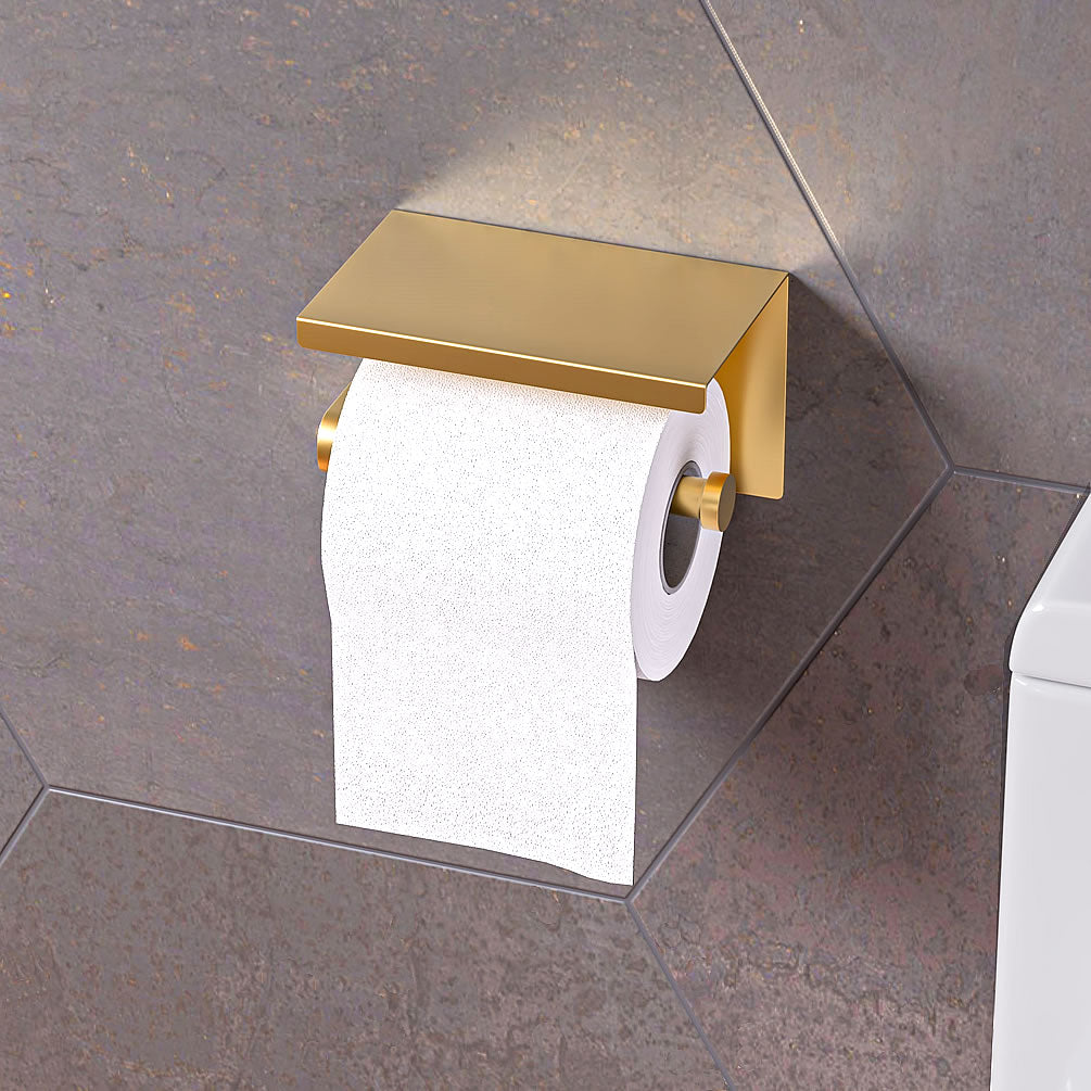 Stainless Steel Toilet Paper Holder with Shelf, Brushed Copper or Brushed Gold by Alfi brand - Perfect Makeup Mirrors