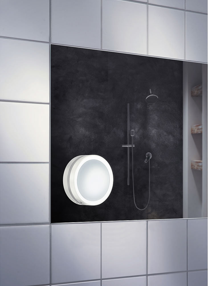 7x Triple LED Suction Cup Mirror Matte White or Matte Black - SMEDBO - Perfect Makeup Mirrors