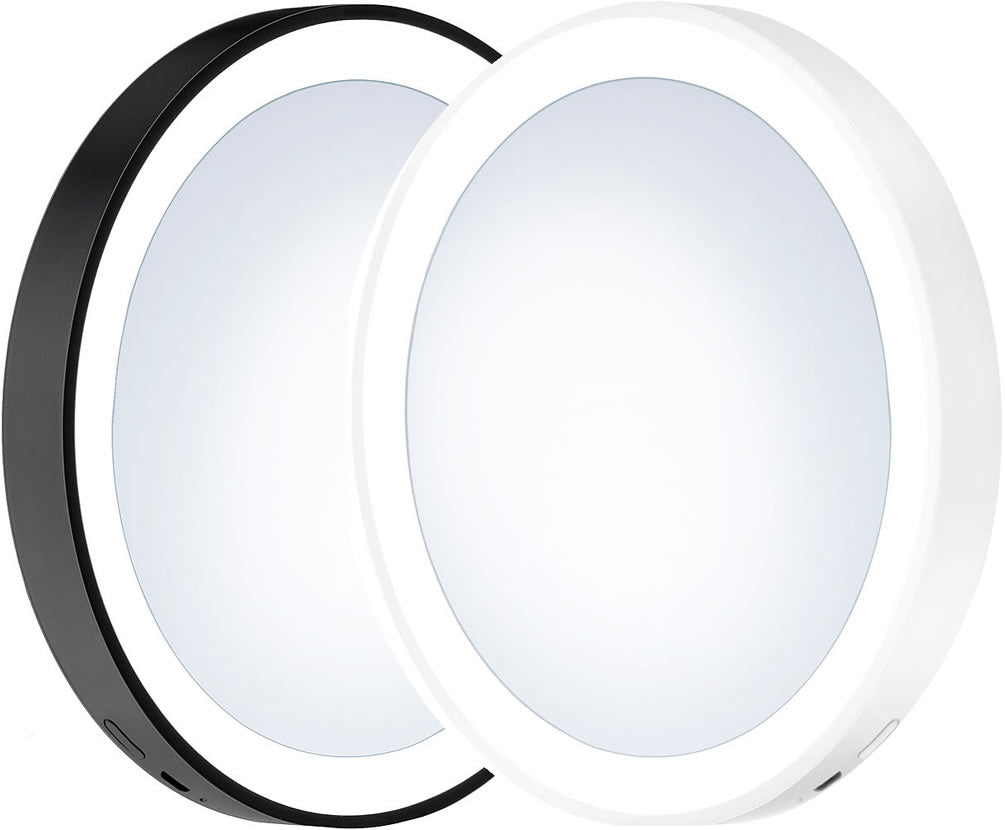 7x Triple LED Suction Cup Mirror Matte White or Matte Black - SMEDBO - Perfect Makeup Mirrors
