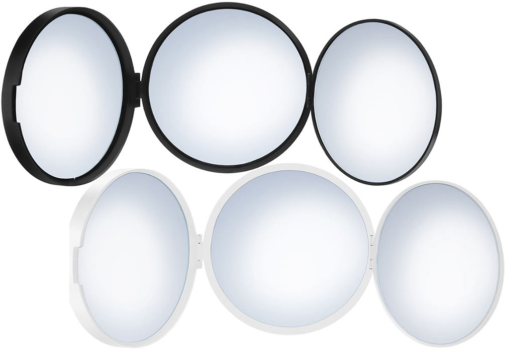 Triple Travel Mirror 1x/5x/12x Mirror Matte White or Matte Black - SMEDBO - Perfect Makeup Mirrors