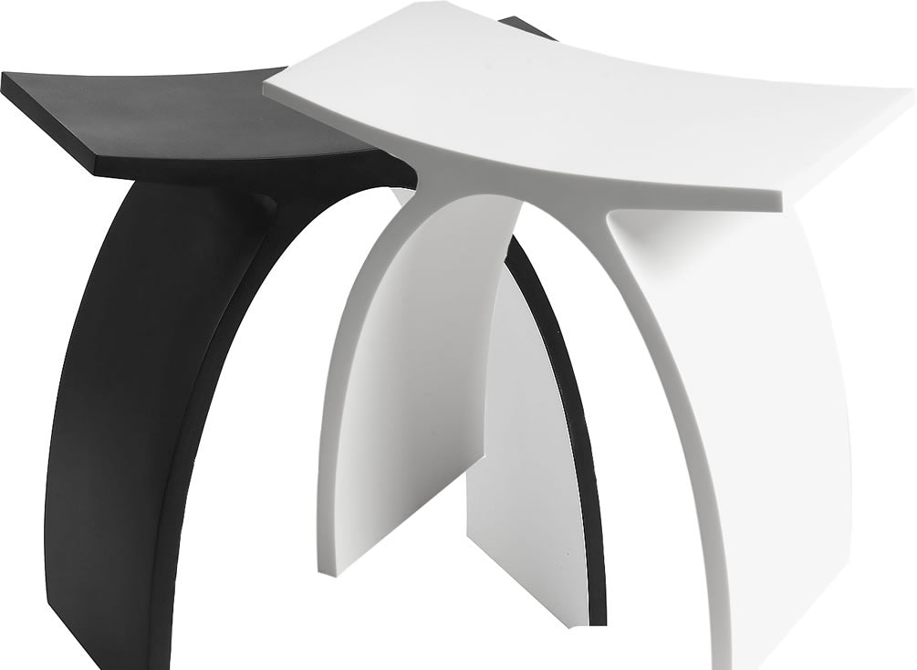 ABST77 Solid Surface Resin Bathroom/Shower Seat - Matte White or Matte Black - ALFI brand - Perfect Makeup Mirrors