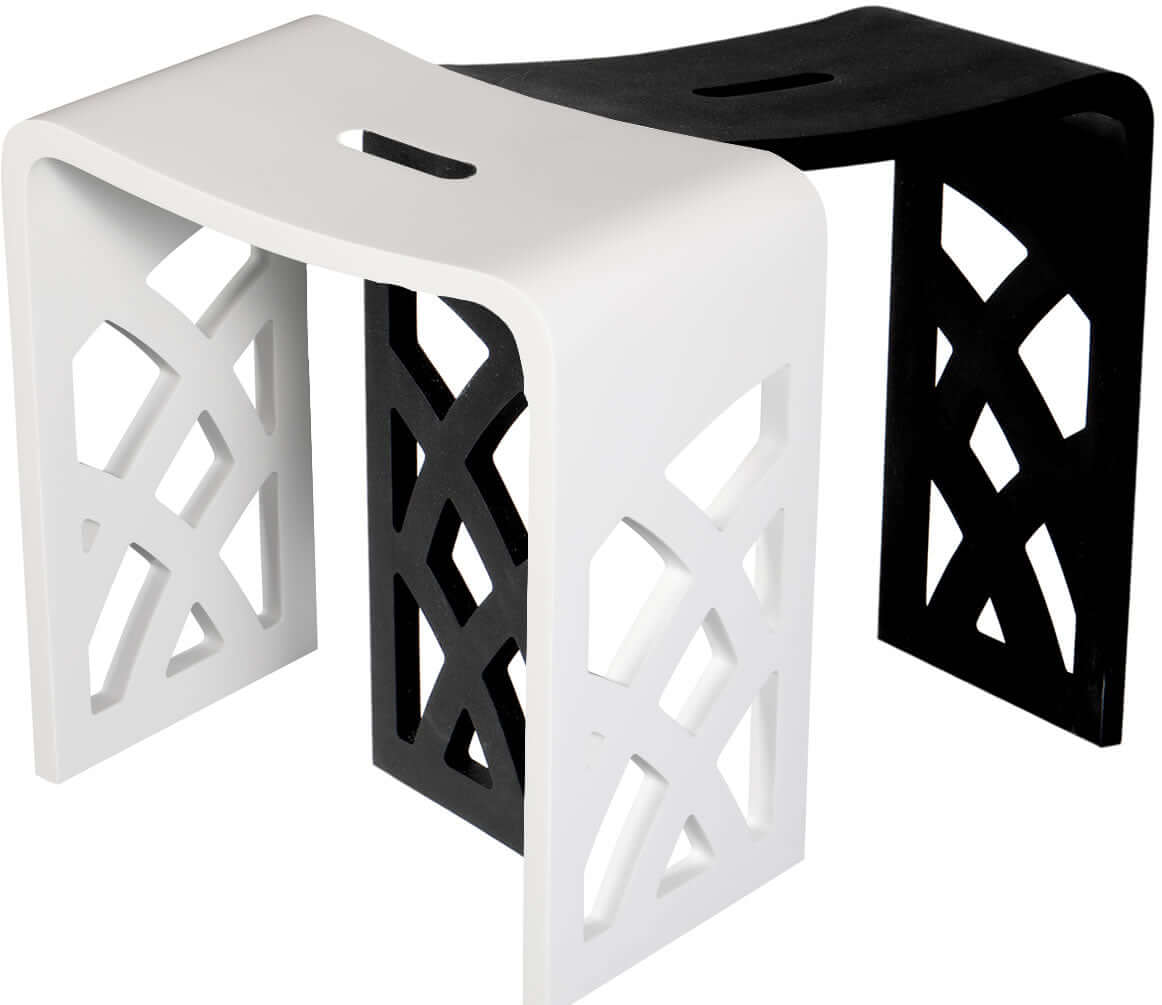 ABST88 Resin Solid Surface Bathroom/Shower Seat - Matte Black or Matte White - ALFI brand - Perfect Makeup Mirrors