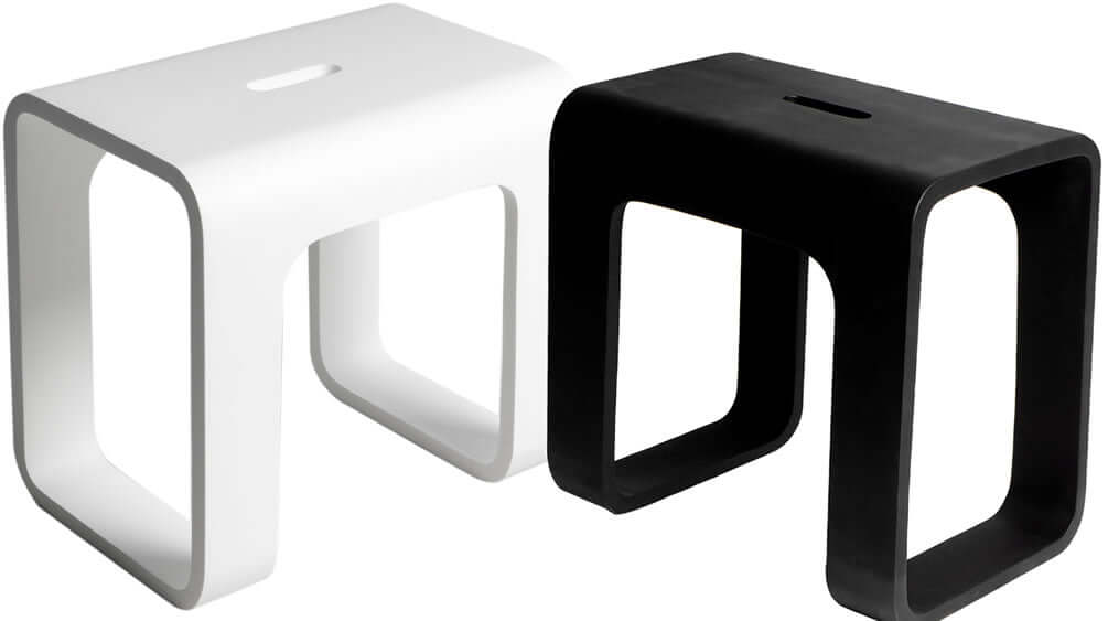 ABST99 Solid Surface Resin Bathroom/Shower Seat - Matte Finish in Black or White - ALFI brand