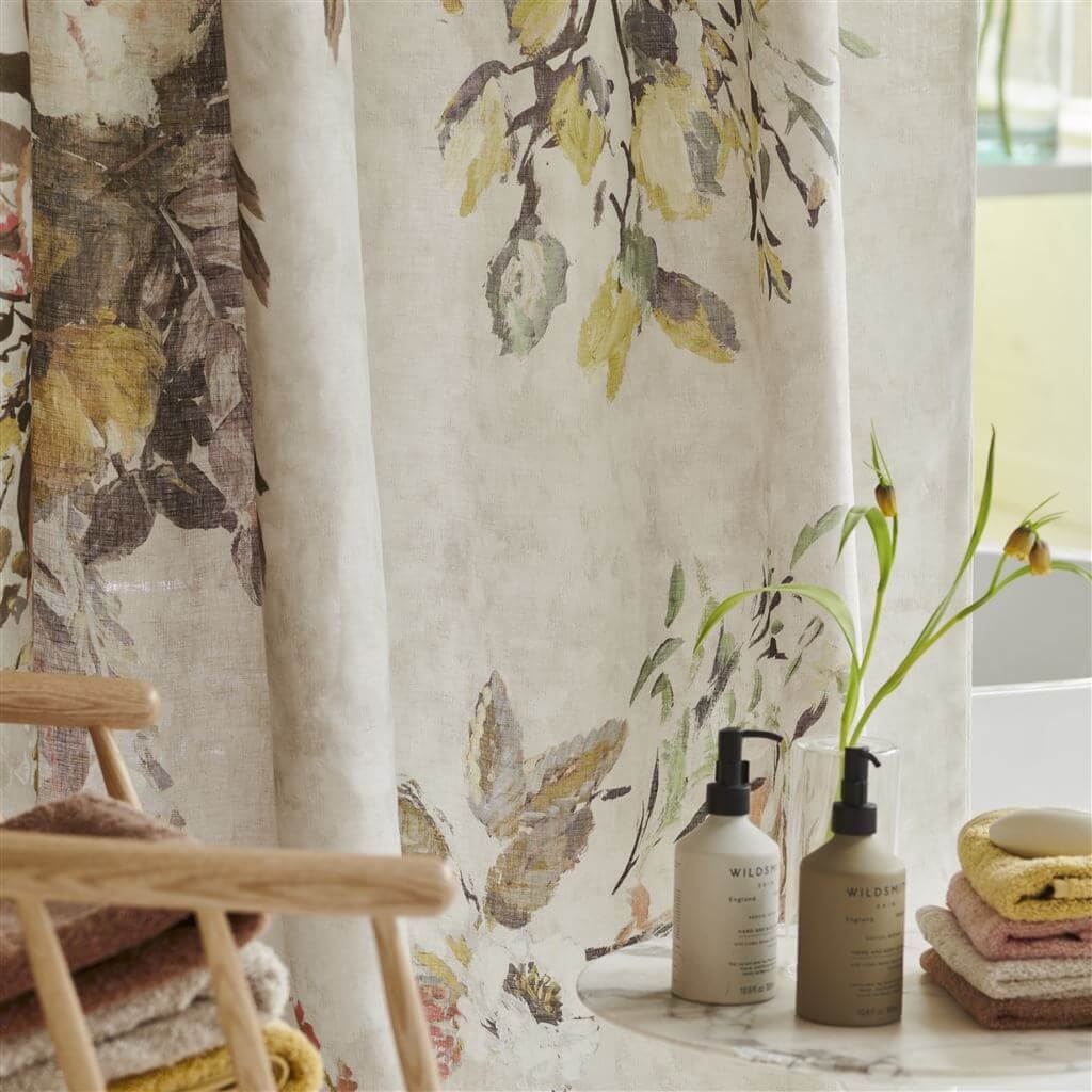Margaretta - Sepia 100% Pure Linen Shower Curtain