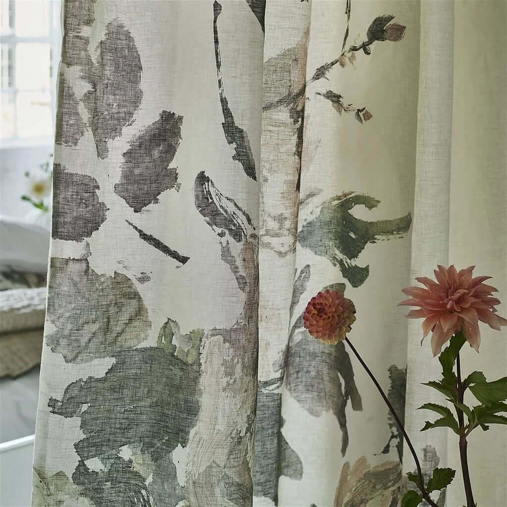 Shanghai Garden - Ecru 100% Pure Linen Shower Curtain