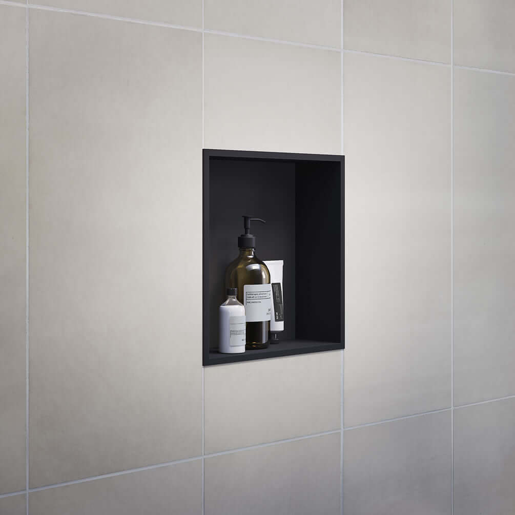 Stainless 12" x 12" Steel Shower Niche - Brushed Stainless or Matte Black - SMEDBO