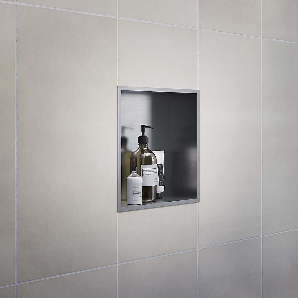 SMEDBO Stainless 12" x 12" Steel Shower Niche - Brushed Stainless or Matte Black