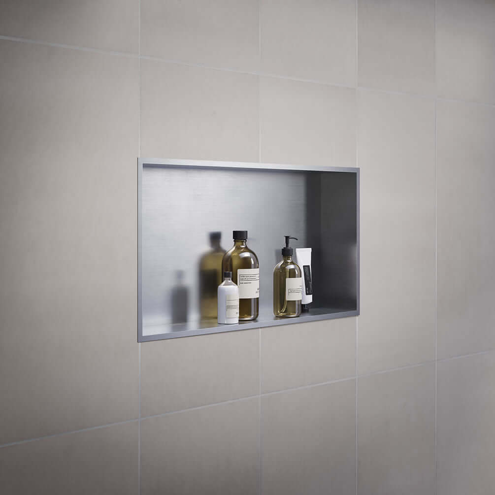 Stainless 24" x 12" Steel Shower Niche - Brushed Stainless or Matte Black - SMEDBO