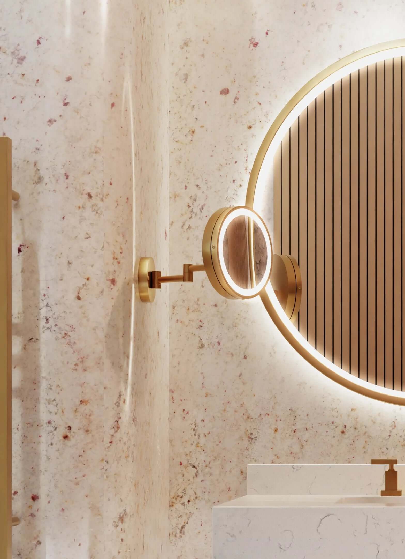 Blush, solid brass, brushed finish.