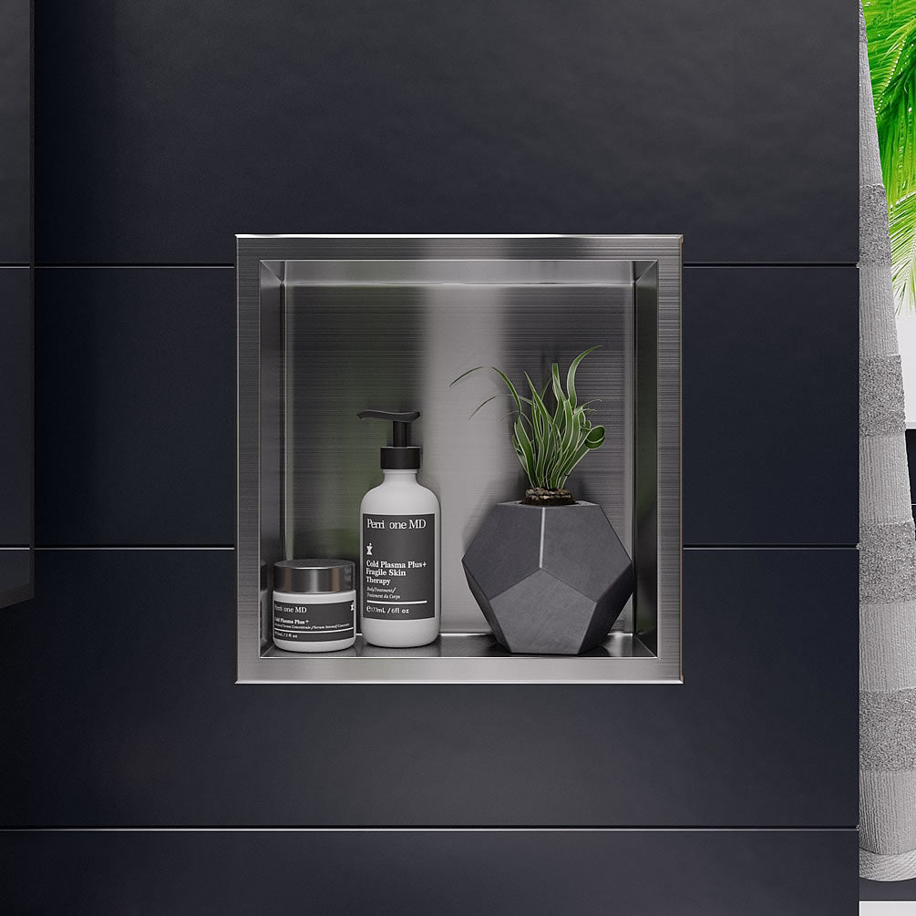 12" x 12" Stainless Steel Shower Niche - Brushed or Polished - ALFI brand - Perfect Makeup Mirrors