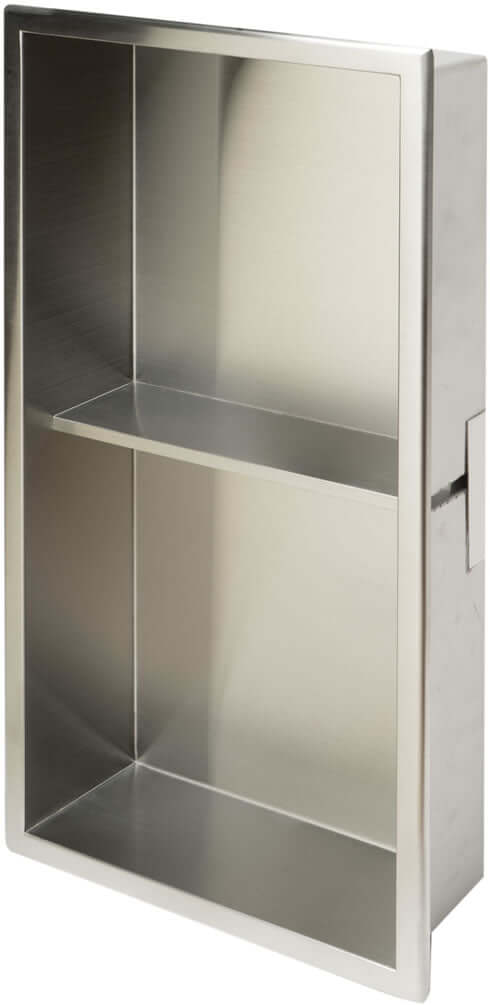 Alfi brand 12" x 24" double-shelf Brushed Stainless Steel Shower/Bathroom Niche