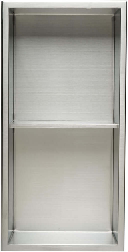 Alfi brand 12" x 24" double-shelf Brushed Stainless Steel Shower/Bathroom Niche