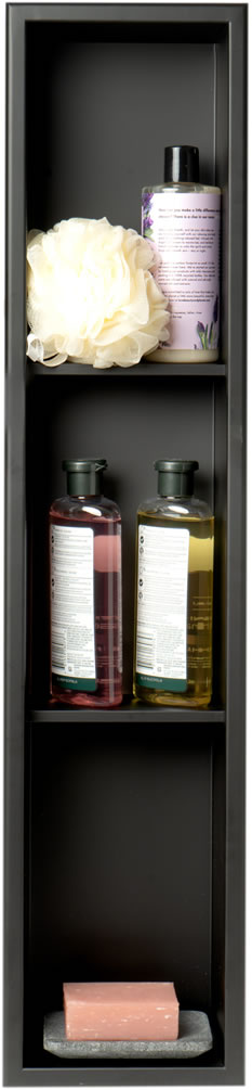 8" x 36" Three-Shelf Stainless Steel Shower Niche - Matte Black or Matte White - ALFI brand - Perfect Makeup Mirrors