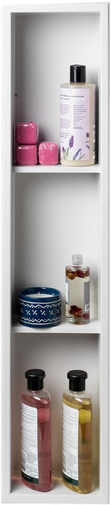 Alfi brand 8" x 36" Three-Shelf Stainless Steel Shower Niche - Matte Black or Matte White