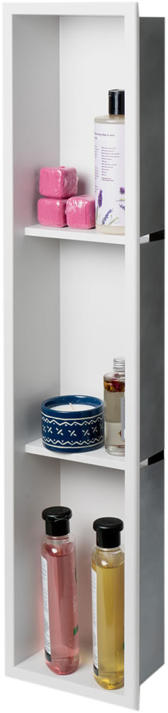 Alfi brand 8" x 36" Three-Shelf Stainless Steel Shower Niche - Matte Black or Matte White