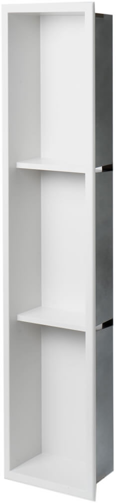 Alfi brand 8" x 36" Three-Shelf Stainless Steel Shower Niche - Matte Black or Matte White