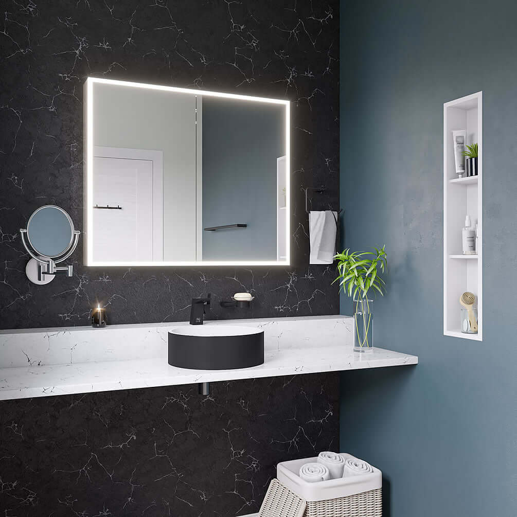 Alfi brand 8" x 36" Three-Shelf Stainless Steel Shower Niche - Matte Black or Matte White