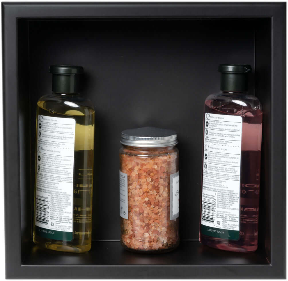 Matte Black Powder Coat Stainless Steel Bath Niche - 12" x 12" x 4" Deep by Alfi Brand