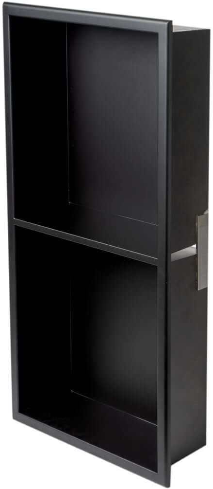Alfi brand vertical shower niche - 12" x 24" High - Powder Coat Matte Black