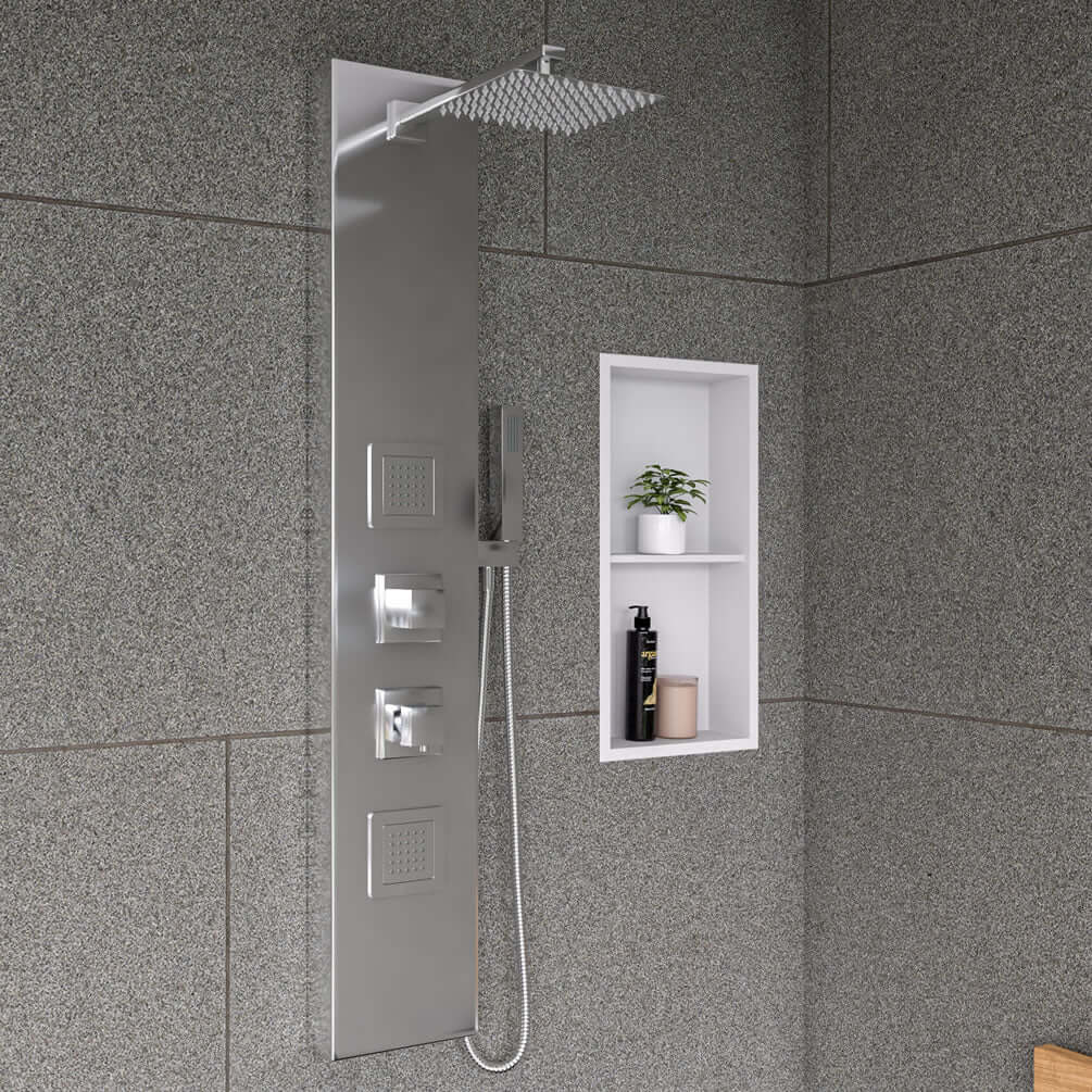 Alfi brand vertical shower niche - 12" x 24" High - Powder Coat Matte White