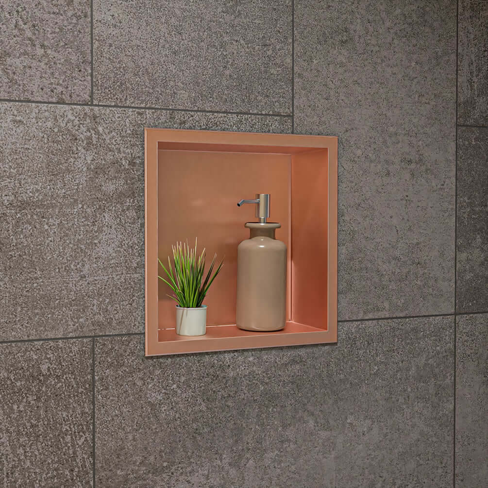 Alfi brand PVD Stainless Steel 12" x 12" Niche in Brushed Copper